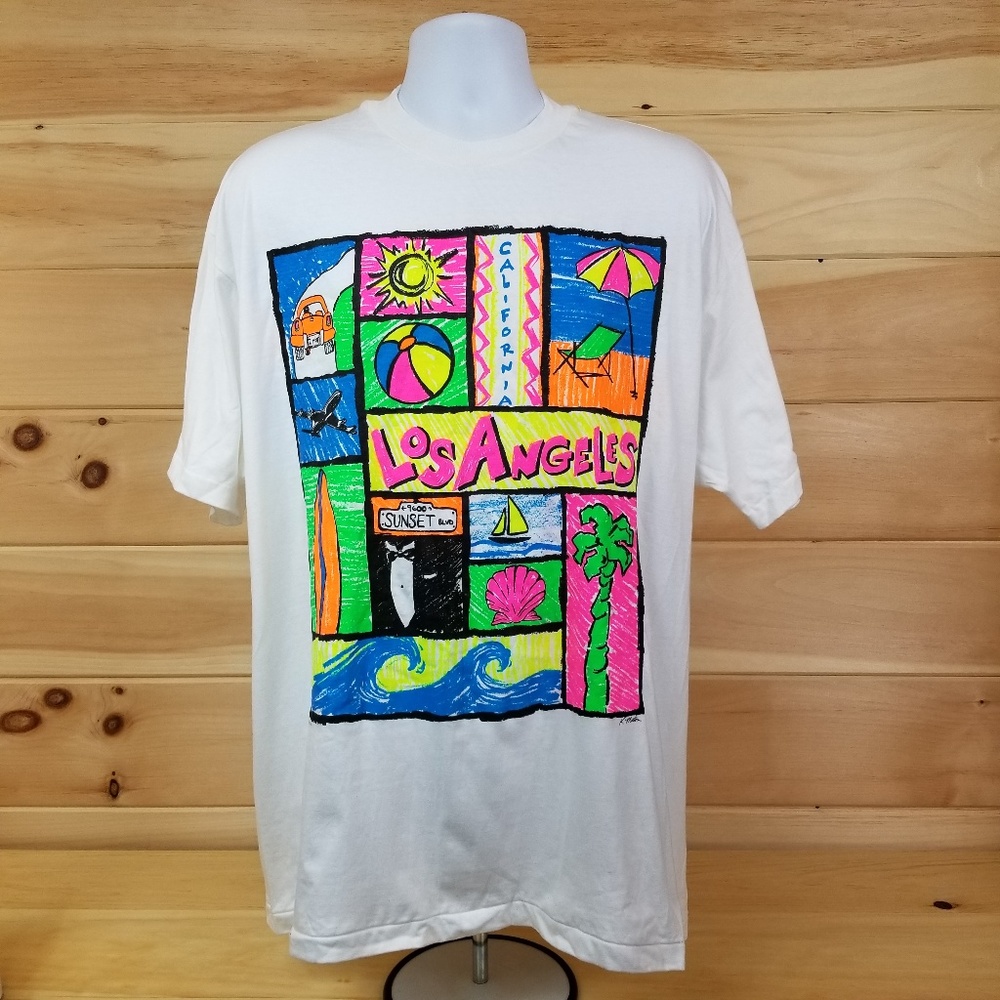 Vintage Los Angeles Neon Block Tourist T-Shirt
